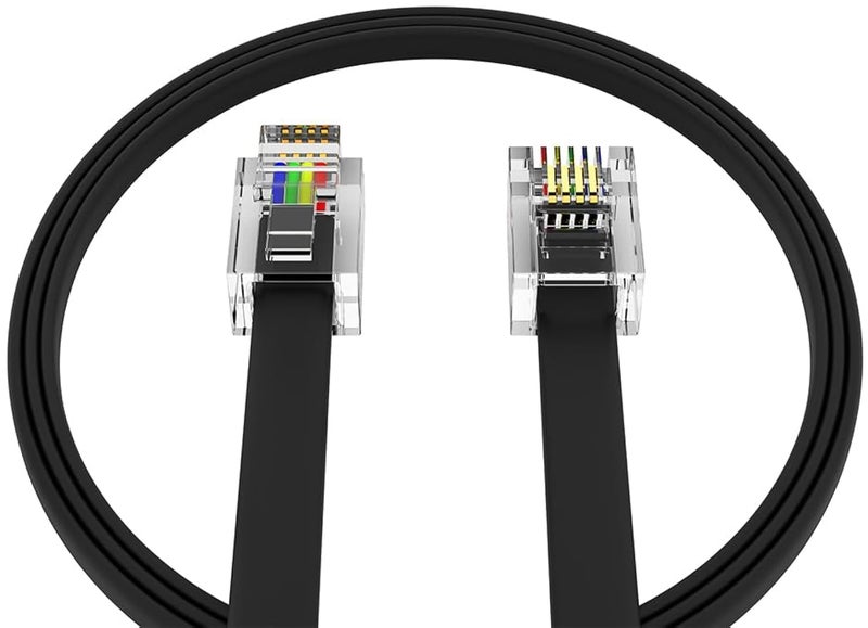 AMZ Pro AmzPRO (1 Pack) 6 Feet Telephone Cord for Landline Phones RJ11 Cable, Pro Grade Phone Line Cord (6 ft, Black) Made in USA - Image 1